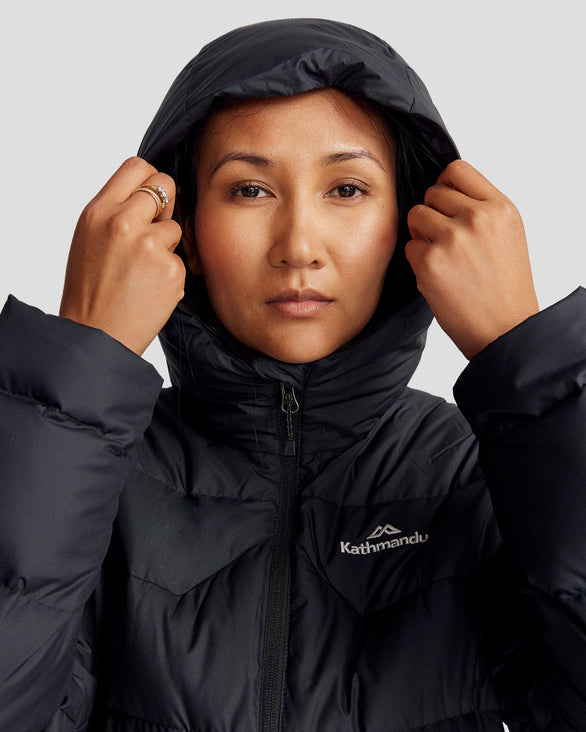 Women's Epiq Hooded Down Jacket Black – Kathmandu UK