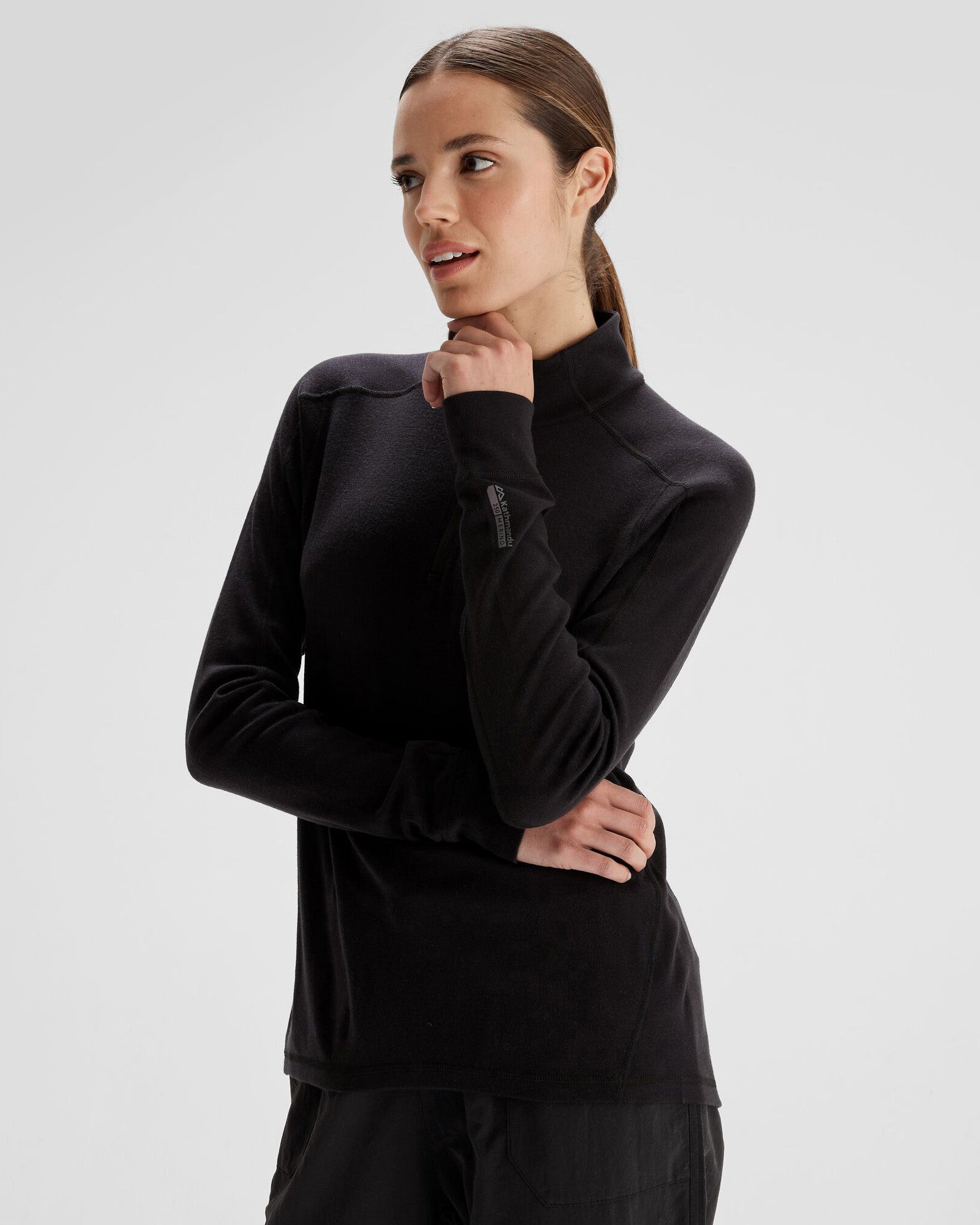 Women's K-Merino 250 Quarter Zip Top - Black Stingray – Kathmandu UK